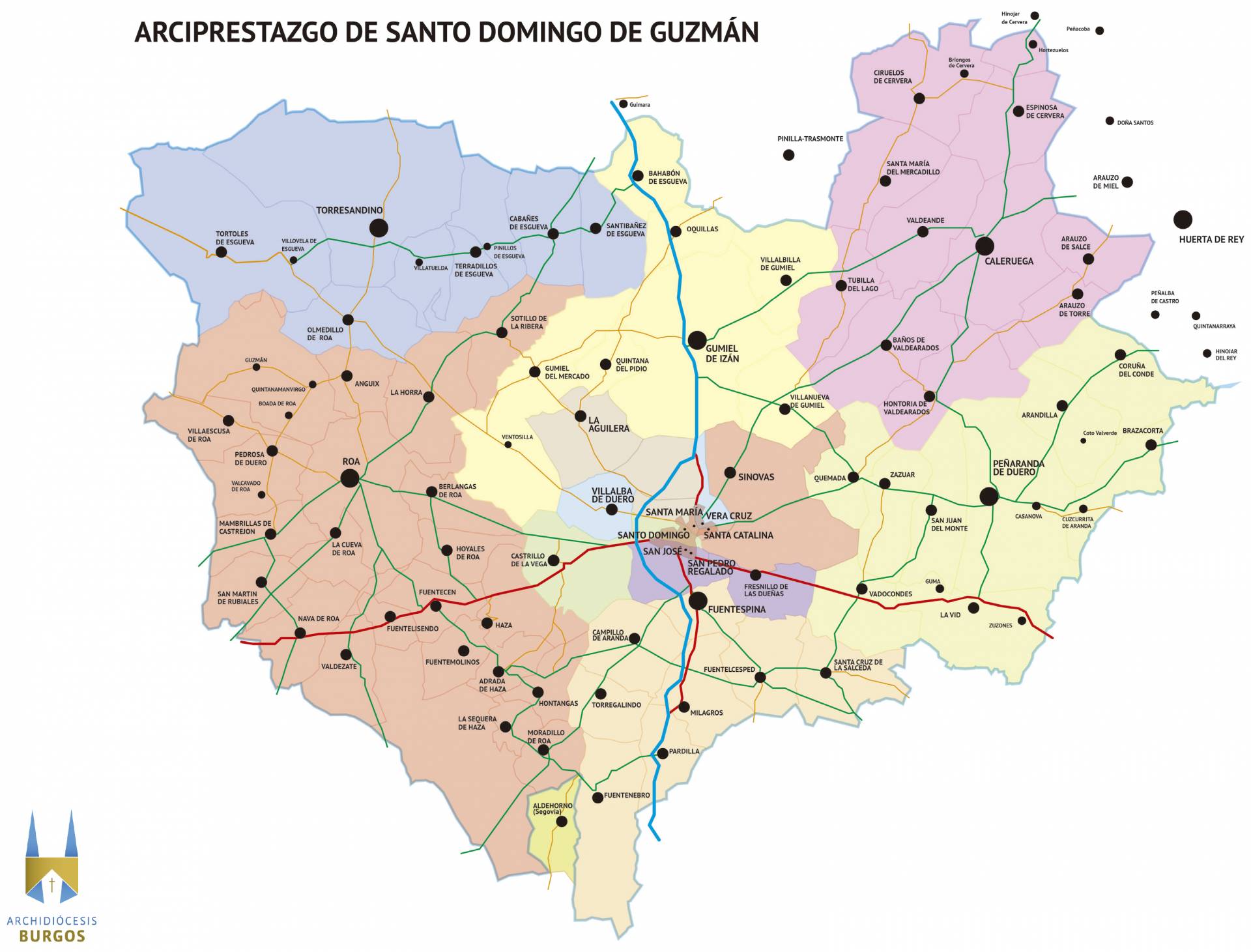En septiembre nacerán dos nuevos arciprestazgos de la fusión de otros 1 Configuración del nuevo arciprestazgo de Santo Domingo de Guzmán.