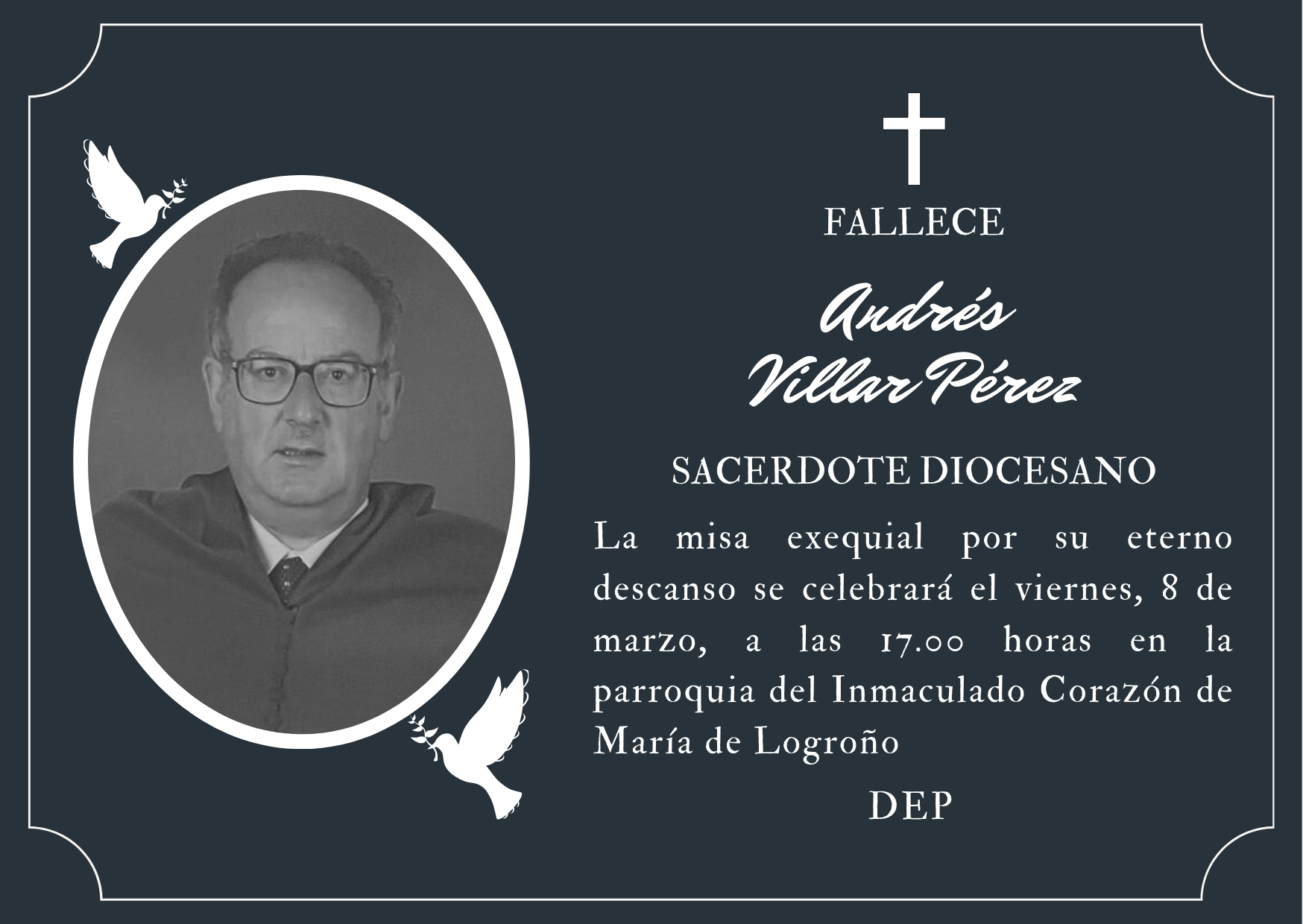 Fallece el sacerdote Andrés Pérez Villar 1 Fallece el sacerdote Andrés Pérez Villar