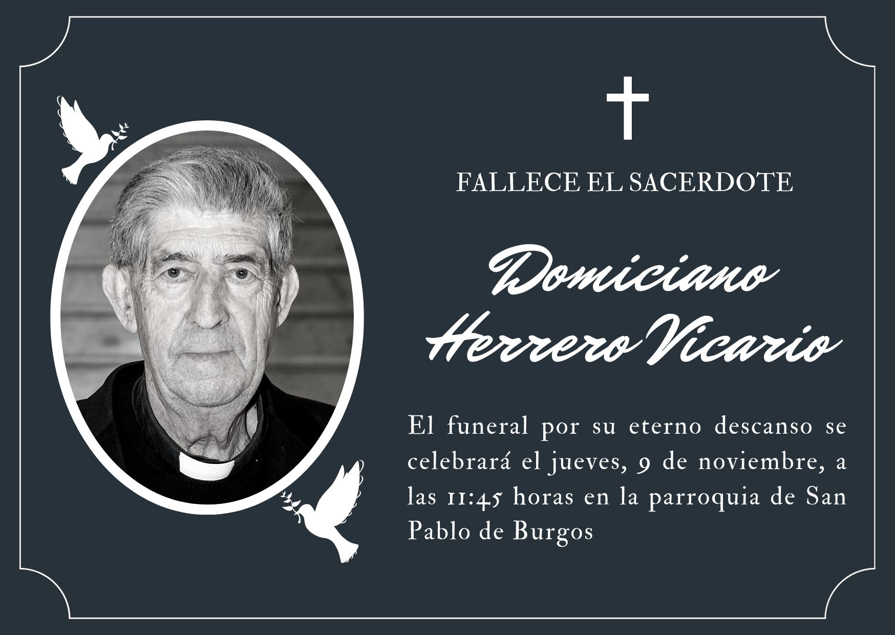 Fallece el sacerdote Domiciano Herrero Vicario 1 Fallece el sacerdote Domiciano Herrero Vicario