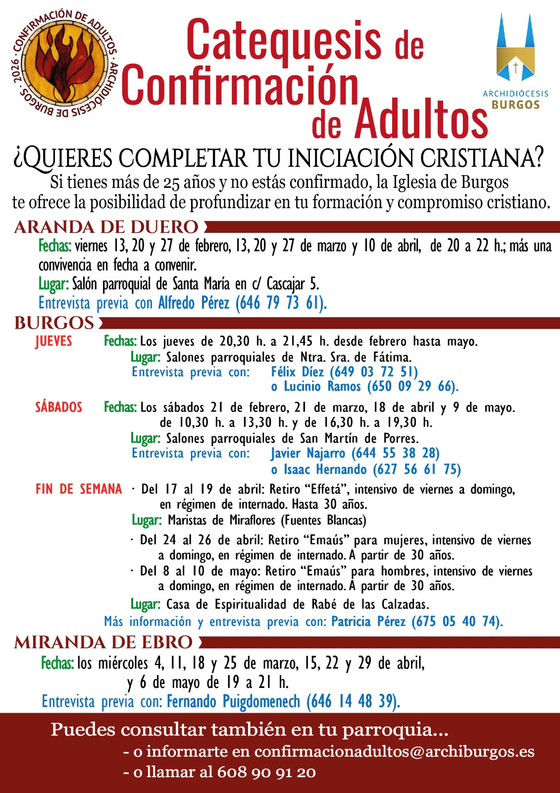 La archidiócesis invita a los mayores de 25 años a completar su iniciación cristiana 2 cartel 2026 confirmacion adultos