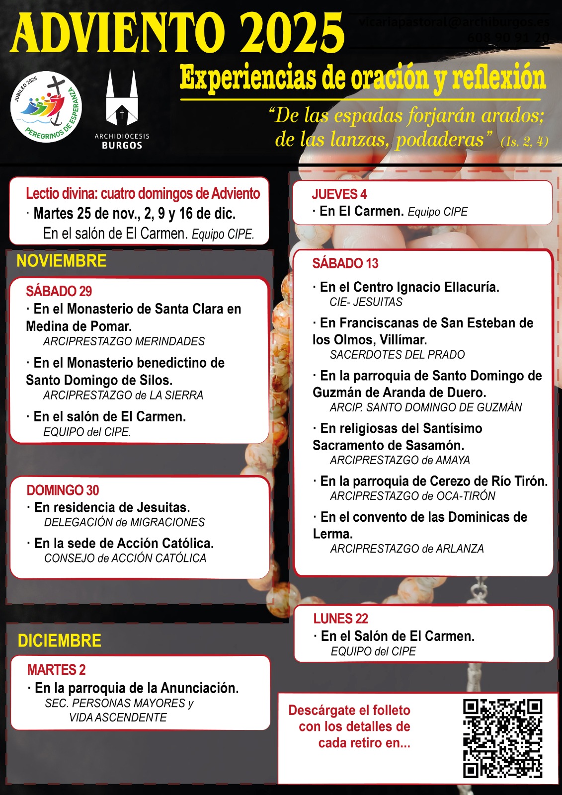 Experiencias de oración y reflexión para vivir el Adviento 2 cartel retiros adviento 2025