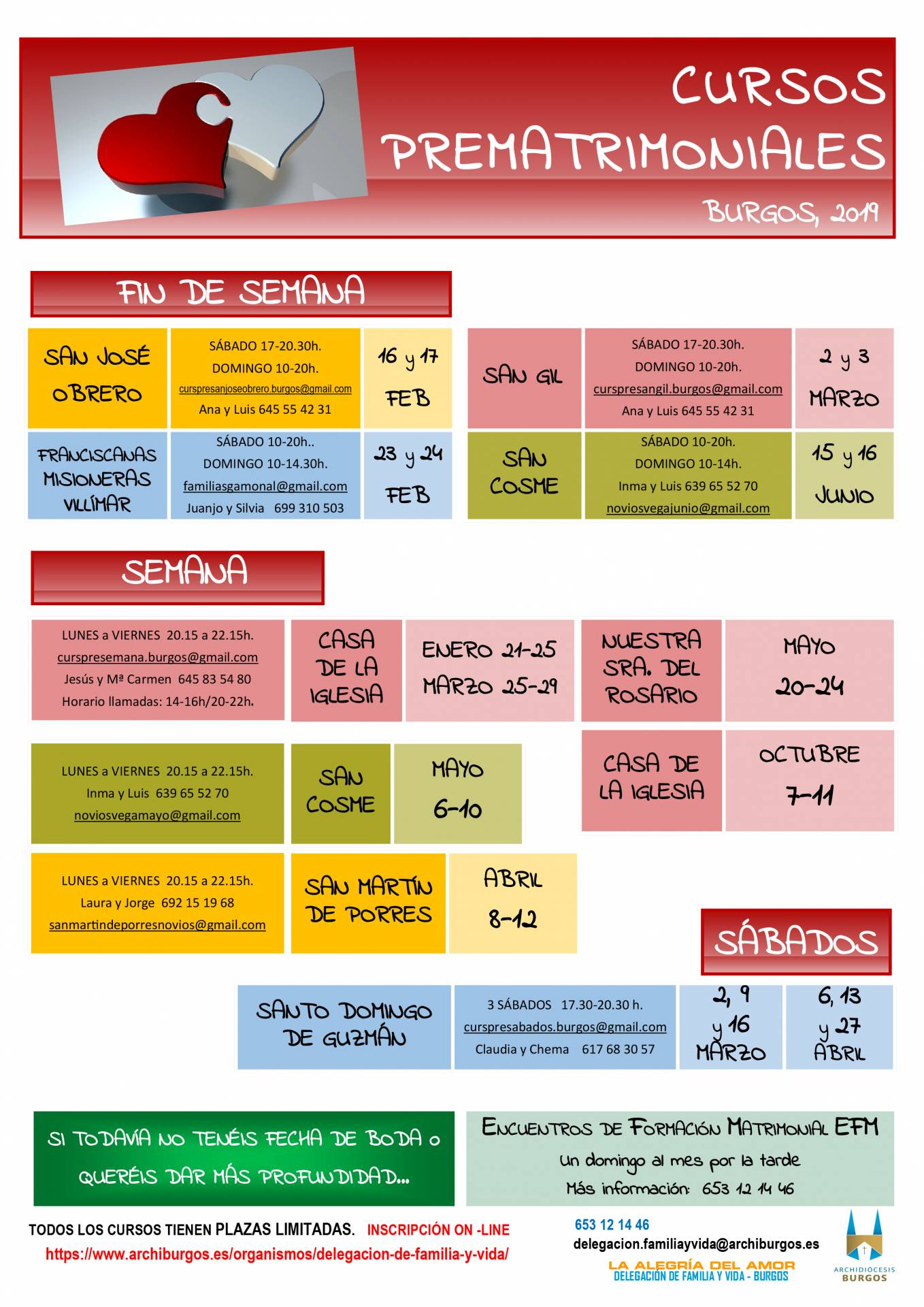 Cursillos prematrimoniales 2019 en Burgos 2 cursos prematrimoniales 18-19