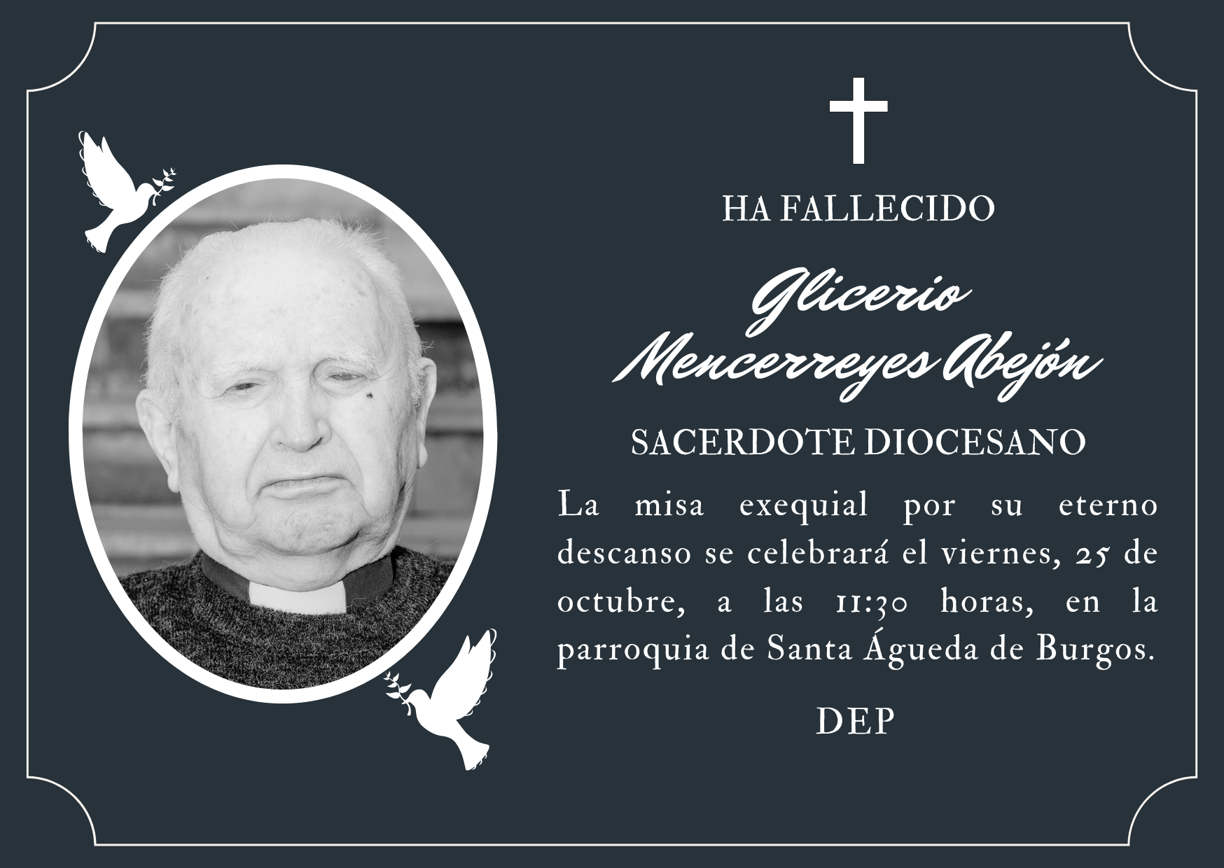 Fallece el sacerdote Glicerio Mencerreyes Abejón 1 Fallece el sacerdote Glicerio Mencerreyes Abejón