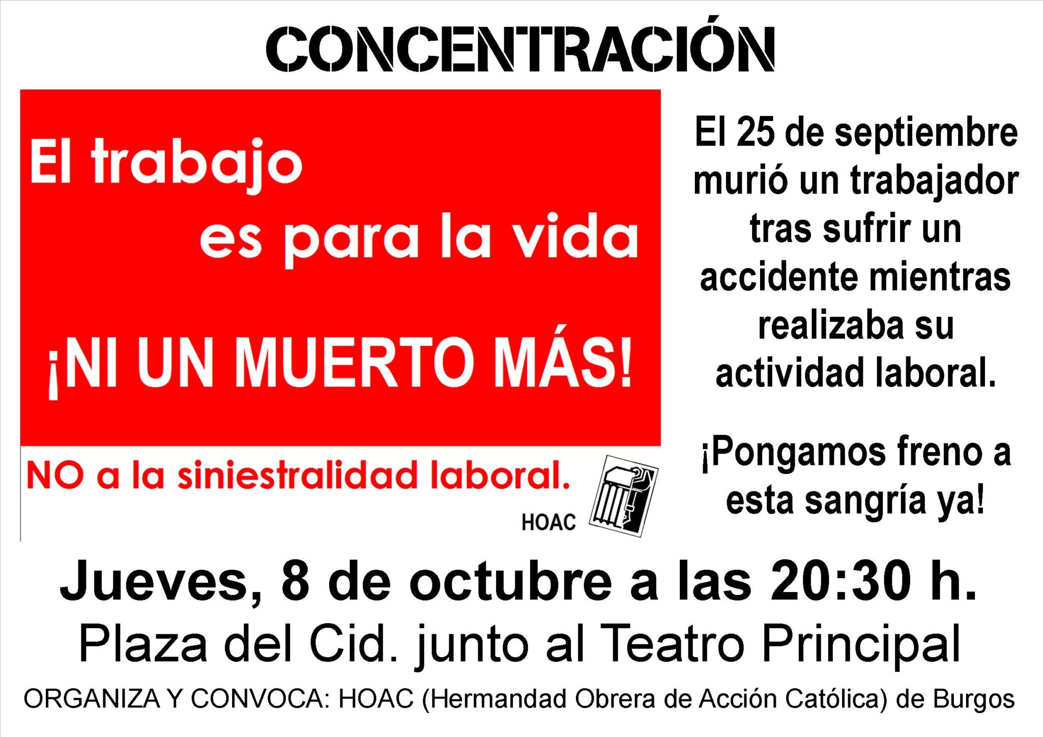 La HOAC de Burgos se vuelve a manifestar contra la siniestralidad laboral 1 hoac burgos