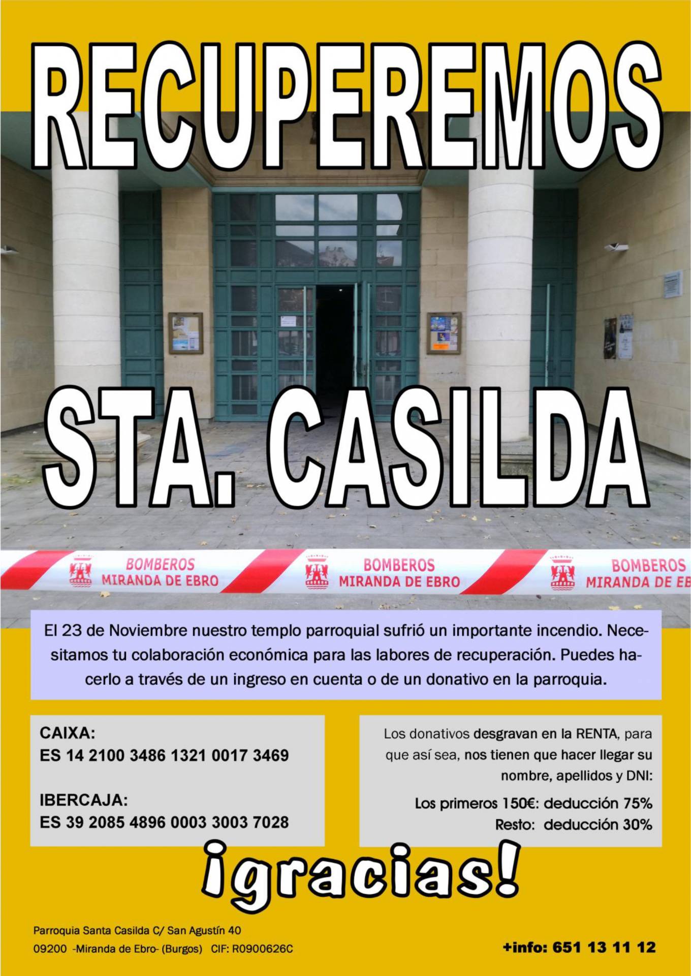 Santa Casilda se recupera del incendio e inicia una campaña para la rehabilitación del templo 2 incendio santa casilda
